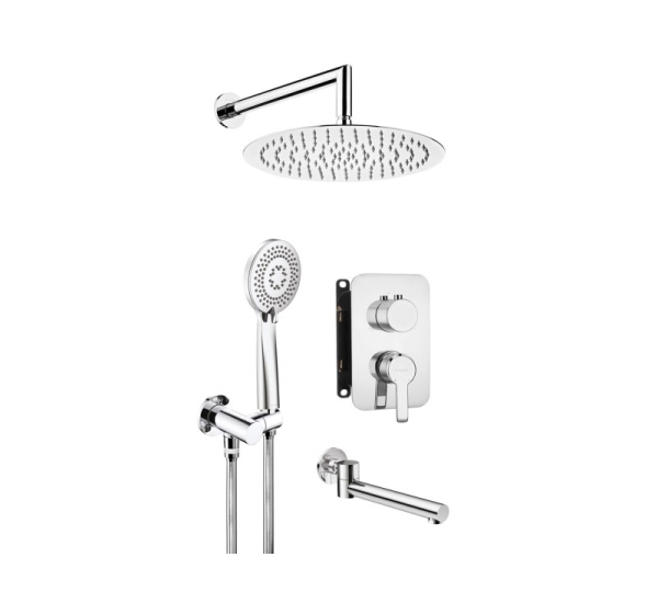 Concealed shower set with bath spout