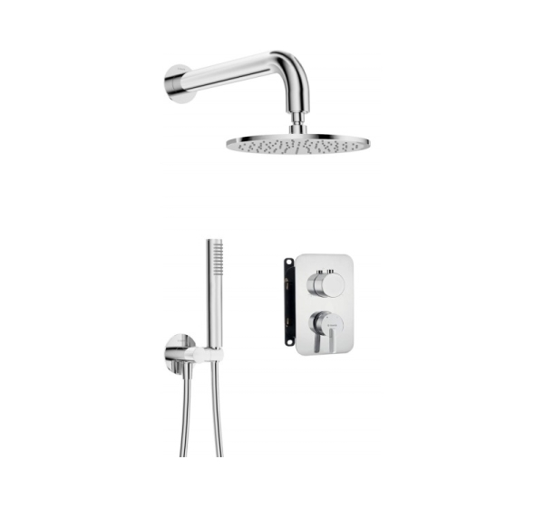 Concealed shower set with mixer box - with overhead shower