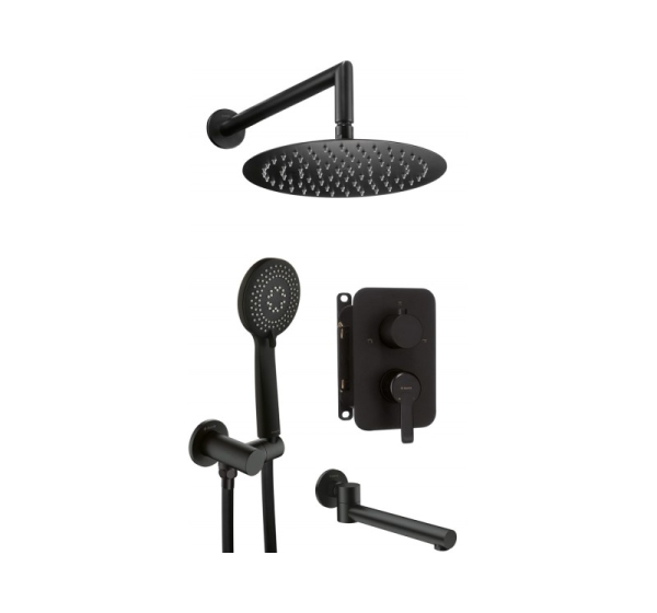 Concealed shower set with bath spout