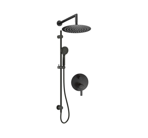 Concealed shower set with rail - with overhead shower