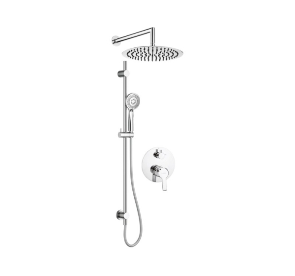 Concealed shower set with rail - with overhead shower