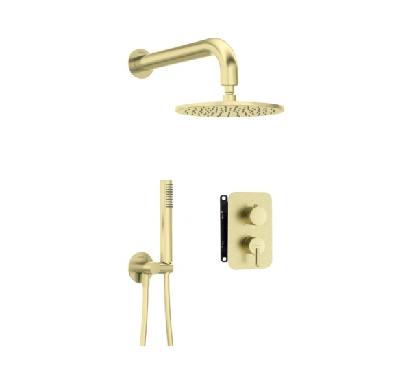 Concealed shower set with mixer box - with overhead shower