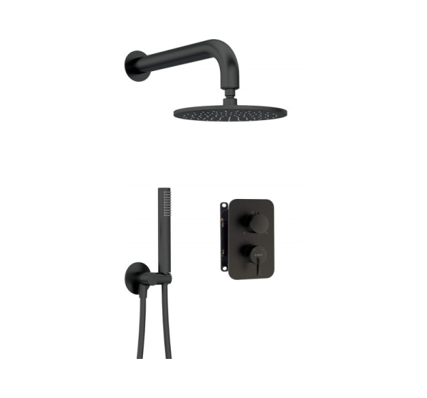 Concealed shower set with mixer box - with overhead shower