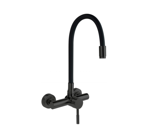 Wall-mounted kitchen faucet with bent spout