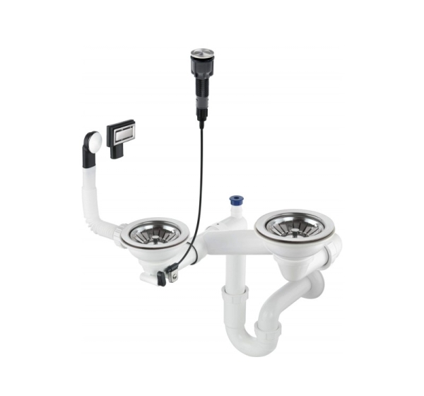 Siphon for 1.5- and 2-bowl granite sink - Space-Saver