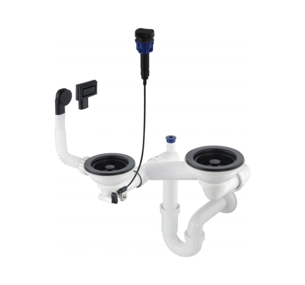 Siphon for 1.5- and 2-bowl granite sink - Space-Saver