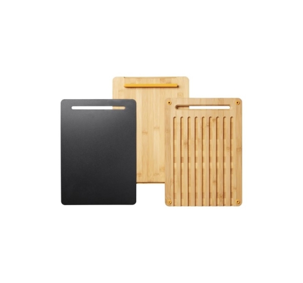 Fiskars 1057550 kitchen cutting board Rectangular Bamboo, Plastic Bamboo, Black