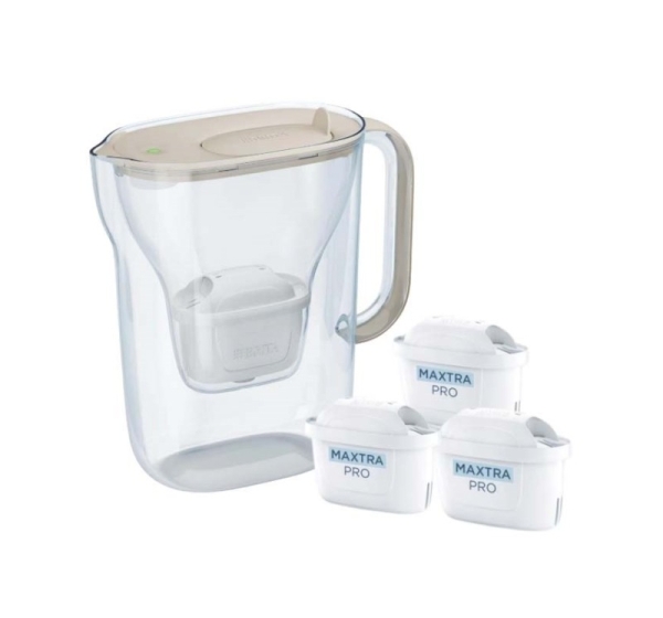 Brita Style Essential filter jug + 3 Maxtra Pro Pure Performance filter cartridges (sand-coloured)
