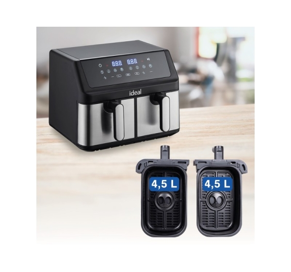 IDEAL Fat-free fryer, double horizontal 9L, 8 functions - including food drying