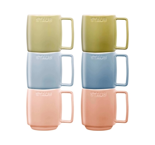 Set of 6 Ceramic Mugs - Multicolor, 350 ml