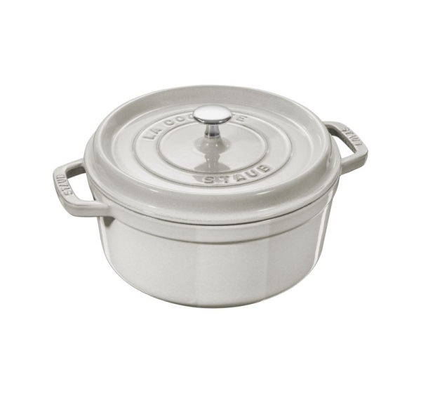 Staub Round Cast Iron Pot - 1.7 ltr, White Truffle