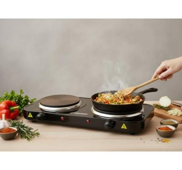 Esperanza EKH010K Electric cooker, top, 2 heating fields, black