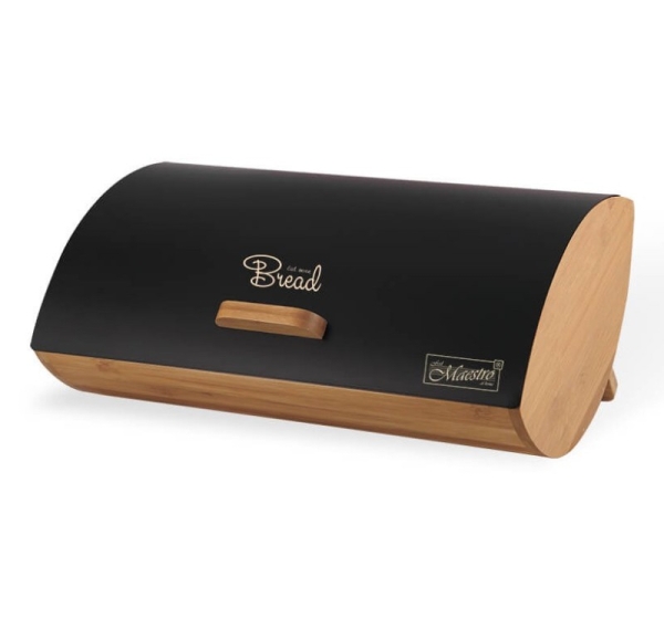 Maestro MR-1775-BLACK bread box Other Black, Wood Bamboo, Metal