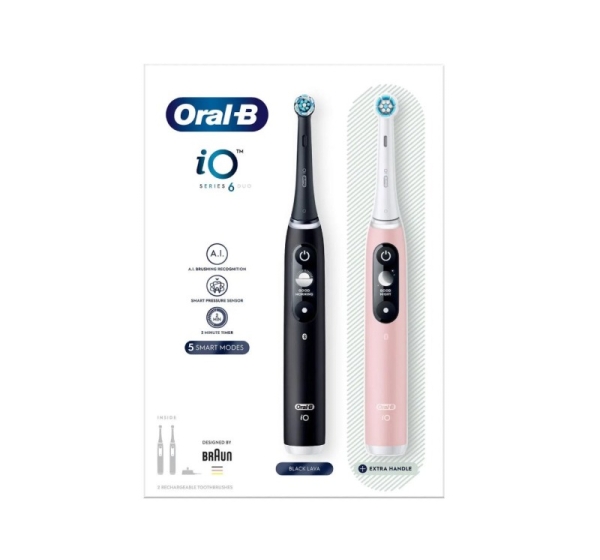 Braun Oral-B iO 3 electric toothbrush DUO BLACK & PINK set