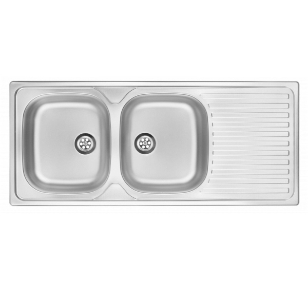 2-bowl steel sink with drainer