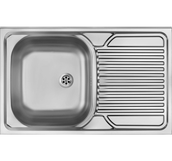 1-bowl steel sink with drainer on the right side - overlay