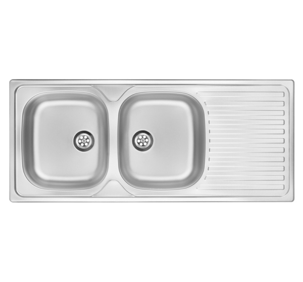 2-bowl steel sink with drainer