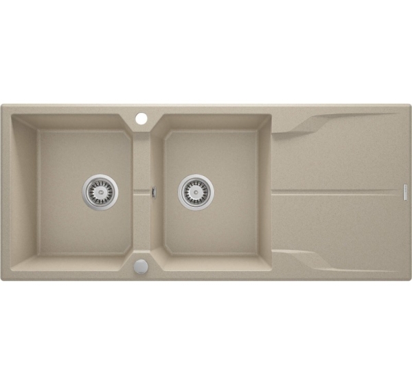 Granite 2-bowl sink with drainer