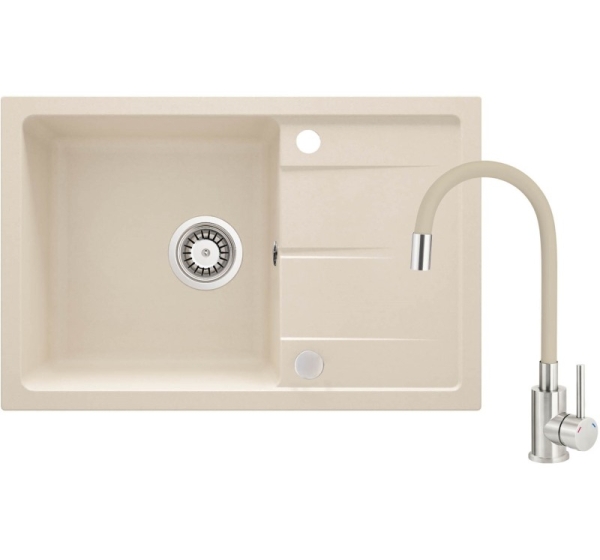 Granite sink with faucet and flexible spout