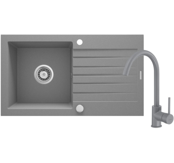 Granite sink with 1-bowl faucet with drainer