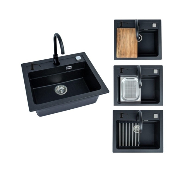SINK ATROX30 G91 WITH MIXER BLACK