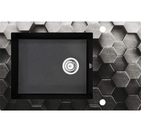 1-bowl glass-granite sink with drainer