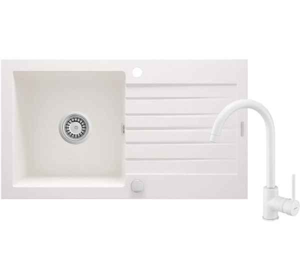 Granite sink with 1-bowl faucet with drainer