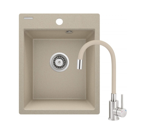 Granite sink with 1-bowl faucet