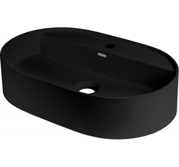 Granite countertop washbasin with a faucet island - oval