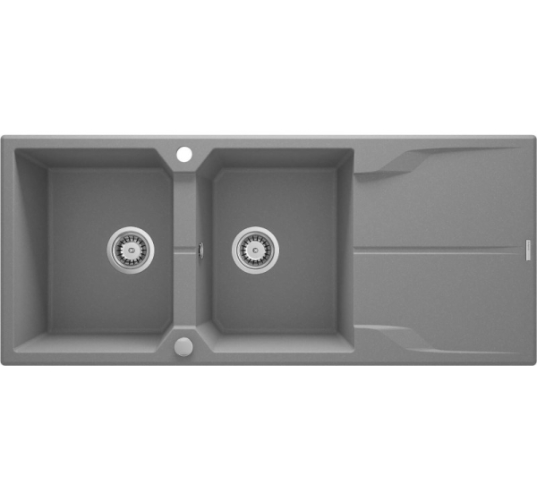 2-bowl granite sink with drainer
