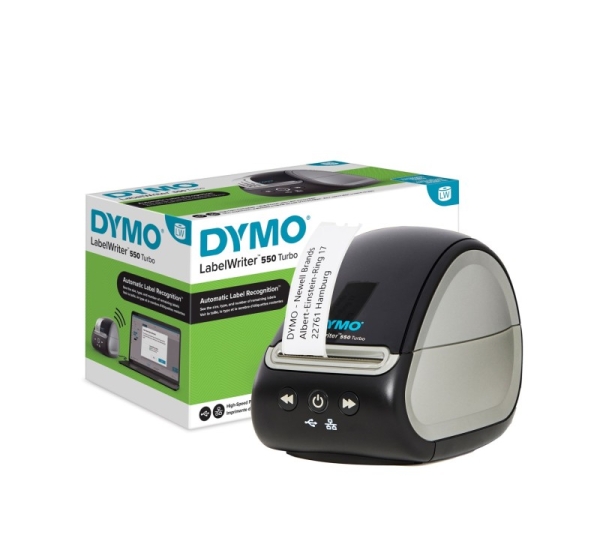 DYMO LabelWriter 550 Turbo Label Printer Label Maker with High-Speed Direct Thermal Printing Automatic Label Recognition Prints Shipping Labels & More with USB/LAN Connectivity