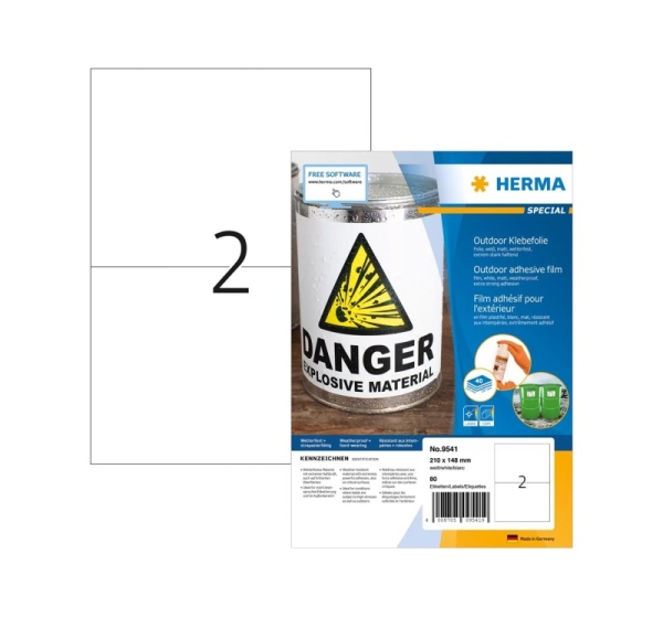 HERMA 9541 self-adhesive label Rectangle White 80 pc(s)