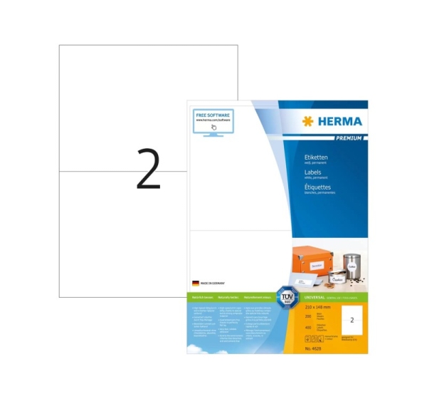 HERMA Labels Premium A4 210x148 mm white paper matt 400 pcs.