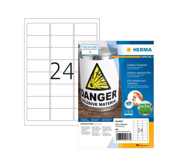 HERMA 9537 self-adhesive label Rectangle White 960 pc(s)