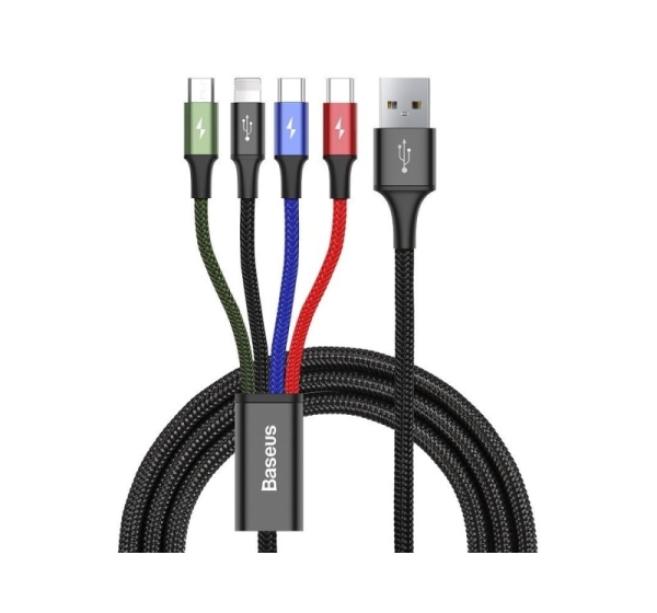 Cable USB Baseus Fast 4in1 2xUSB-C / Lightning / Micro 3.5A 1.2m (black)