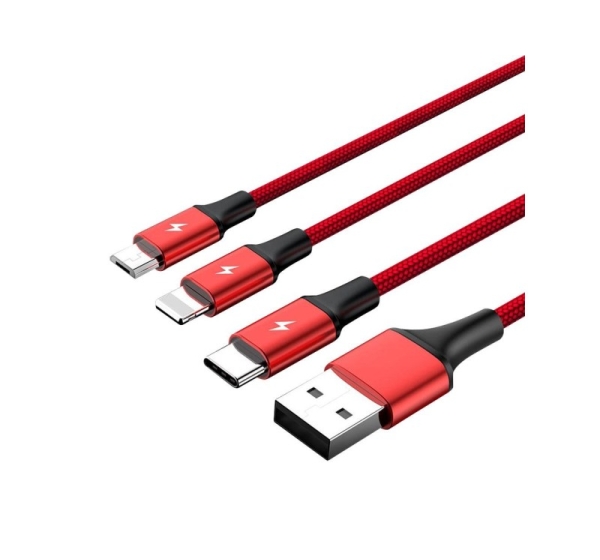 UNITEK C4049RD USB cable 1.2 m USB A USB C/Micro-USB B/Lightning Red