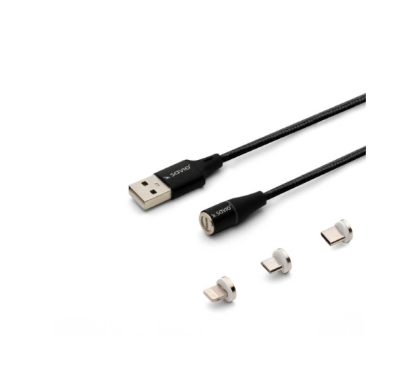 Savio CL-155 USB cable 2 m USB 2.0 USB C Micro USB A/Lightning Black