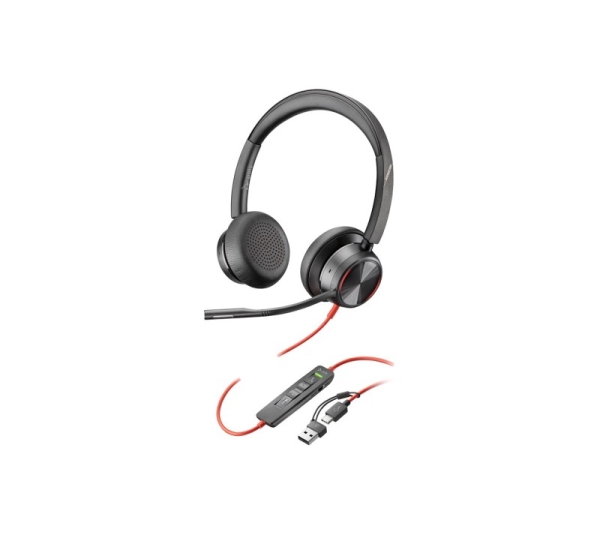 HP Poly Blackwire 8225 Stereo USB-C Headset +USB-C/A Adapter