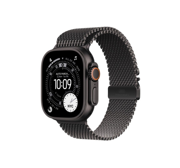 Apple Watch Ultra 3 GPS + Cellular 49mm Black Titanium Case with Black Titanium Milanese Loop - Large