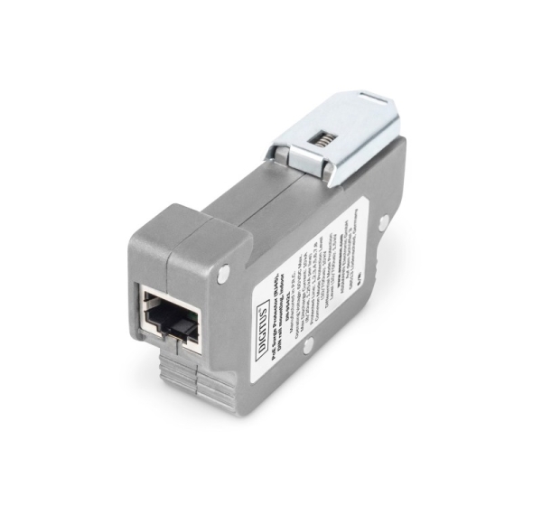Digitus PoE surge protector (RJ45), DIN rail installation, indoor