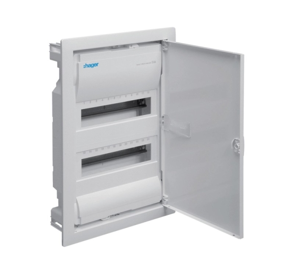 Flush-mounted cabinet with metal door, 2 rows