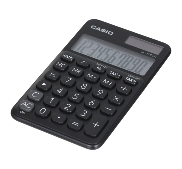 CASIO CALCULATOR POCKET SL-310UC-BK BLACK, 10 DIGIT DISPLAY