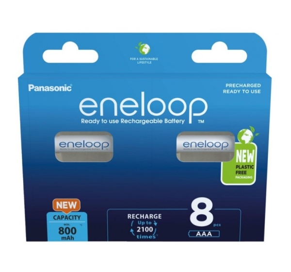 Eneloop Panasonic Аккумуляторы 1,2В Eneloop Ni-MH BK-4MCDE/8BE Eco в упаковке 8 шт.