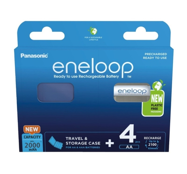 Rechargeable batteries PANASONIC ENELOOP AA 2000 mAh 4 szt + case (BK-3MCDE/4CP+CASE)