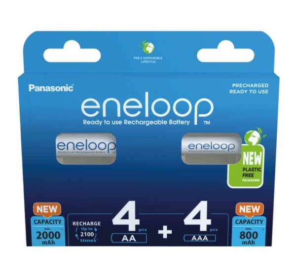 Rechargeable batteries PANASONIC ENELOOP 4x AA 2000 mAh + 4x AAA 800 mAh 8 szt (BK-3MCDE+4MCDE/8CP)