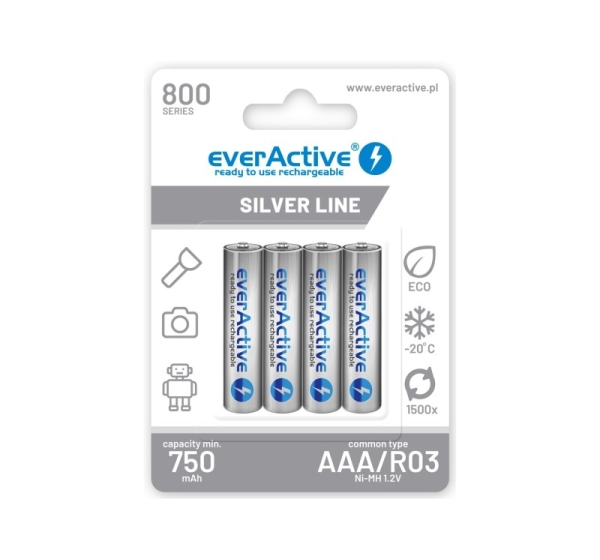 Rechargeable batteries everActive Ni-MH R03 AAA 800 mAh Silver Line