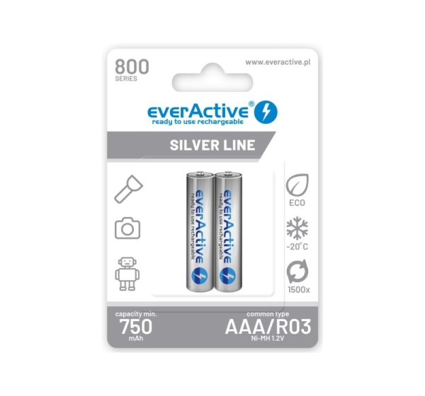 Rechargeable batteries everActive Ni-MH R03 AAA 800 mAh Silver Line - 2 pieces