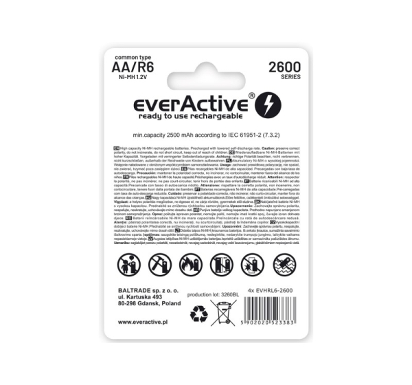 everActive™ Батарейки R06/AA 1,2В everActive Professional линейки Ni-MH 2600 мАч в упаковке 4 гб.