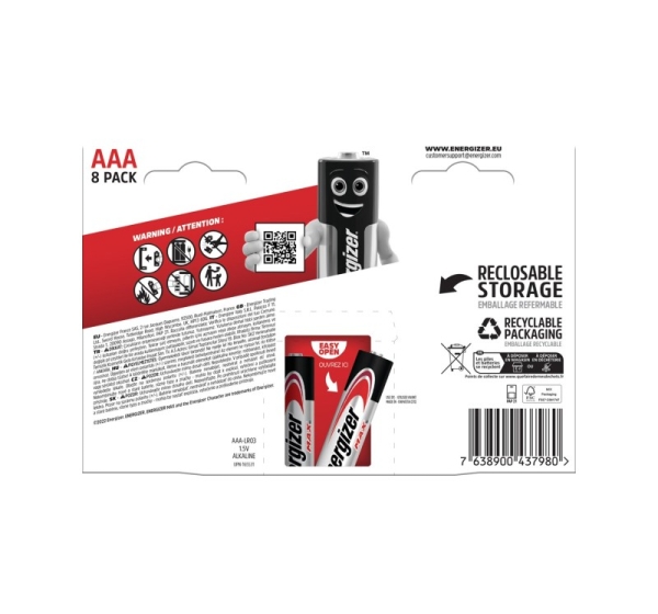 ENERGIZER BATTERIES MAX AAA LR03 /8 ECO