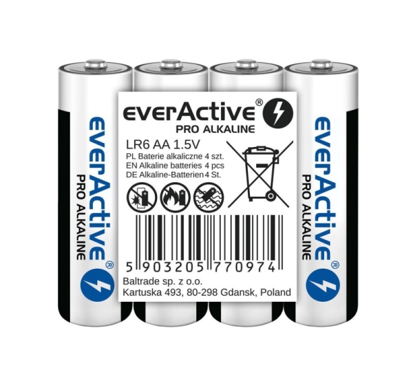 Alkaline batteries everActive Pro Alkaline LR6 AA - 4 pieces